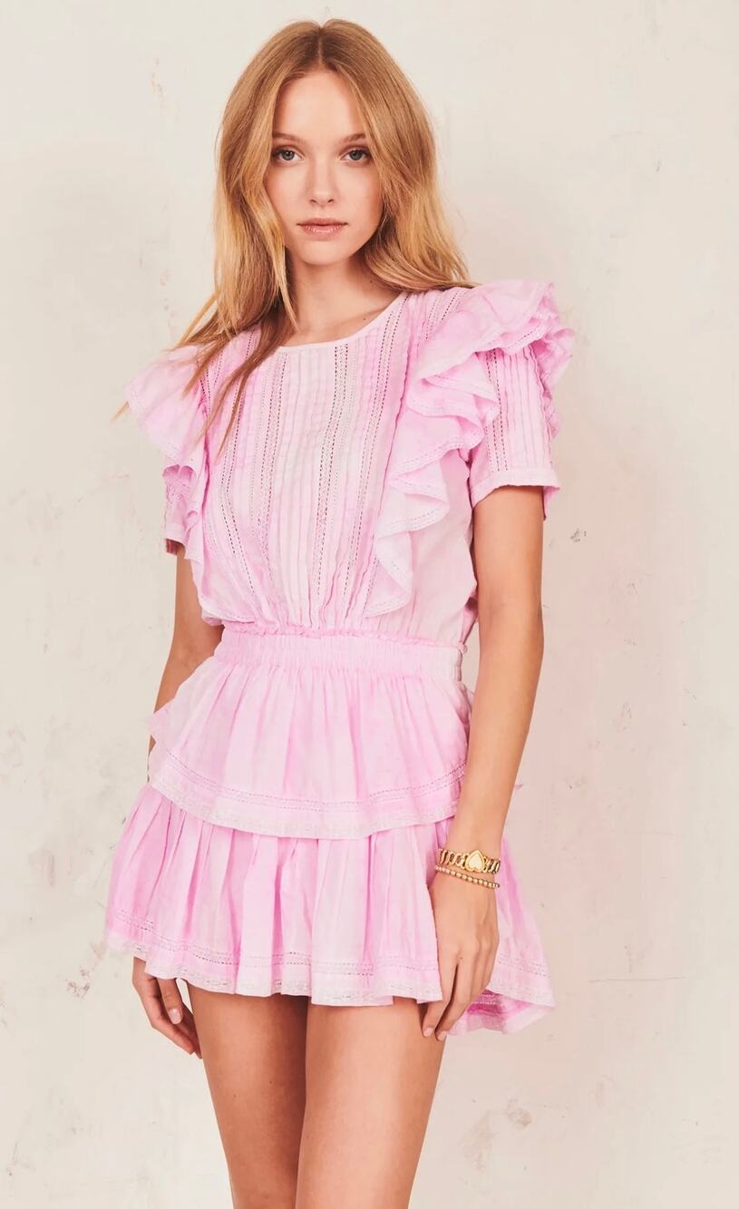 LOVESHACKFANCY Women's Natasha Mini Dress in Pink Tie Dye
